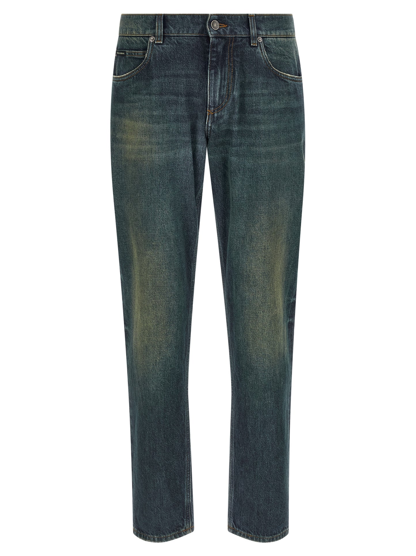 Jeans by Dolce & Gabbana for men in cotton denim blue features an sartorial straight-leg and long with a low rise cut for a sartorial finish.