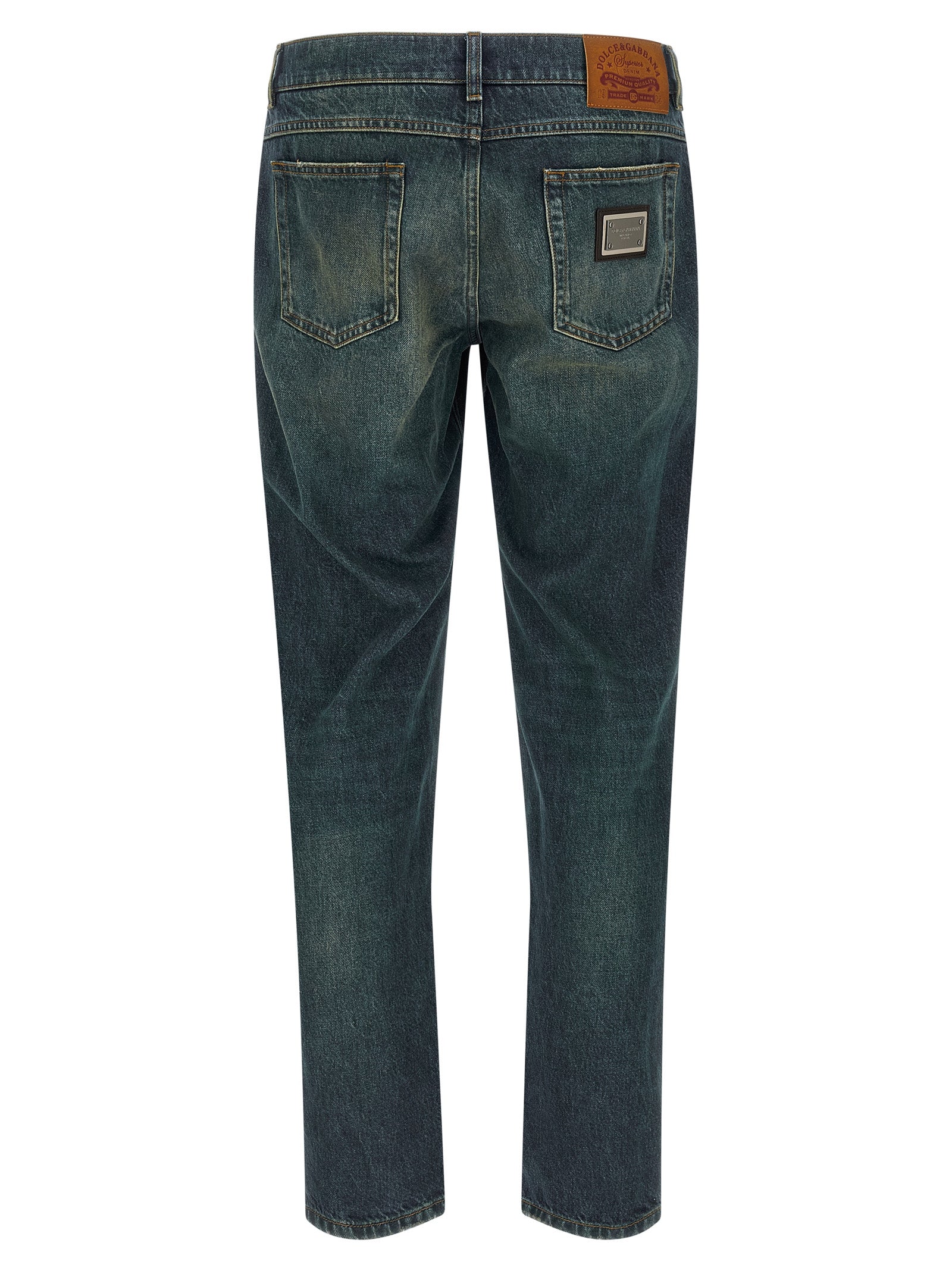 Jeans by Dolce & Gabbana for men in cotton denim blue features a refined silhouette with a refined straight-leg, defined by a low rise and a refined long for a refined finish.
