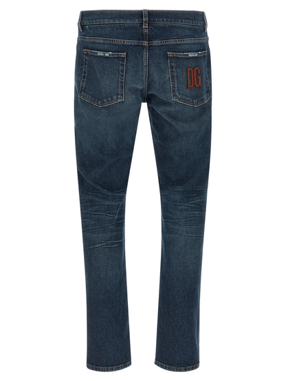 Jeans by Dolce & Gabbana for men in stretch denim cotton blue presents a refined pantology silhouette, artfully defined by a refined pantology , long, and a sophisticated low rise.