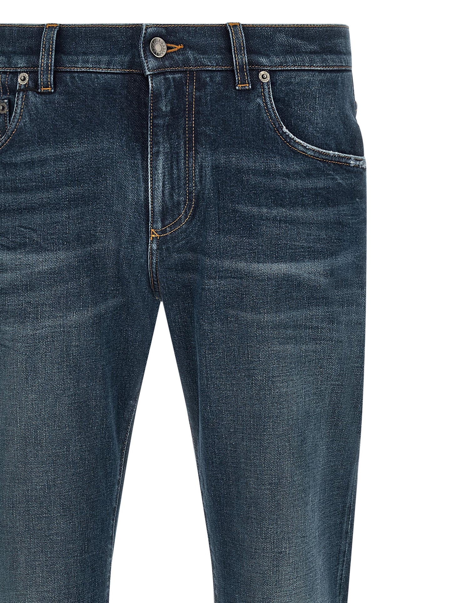 Jeans by Dolce & Gabbana for men in stretch denim cotton blue features an sophisticated low rise and with a precise long, creating a sophisticated and sophisticated silhouette.