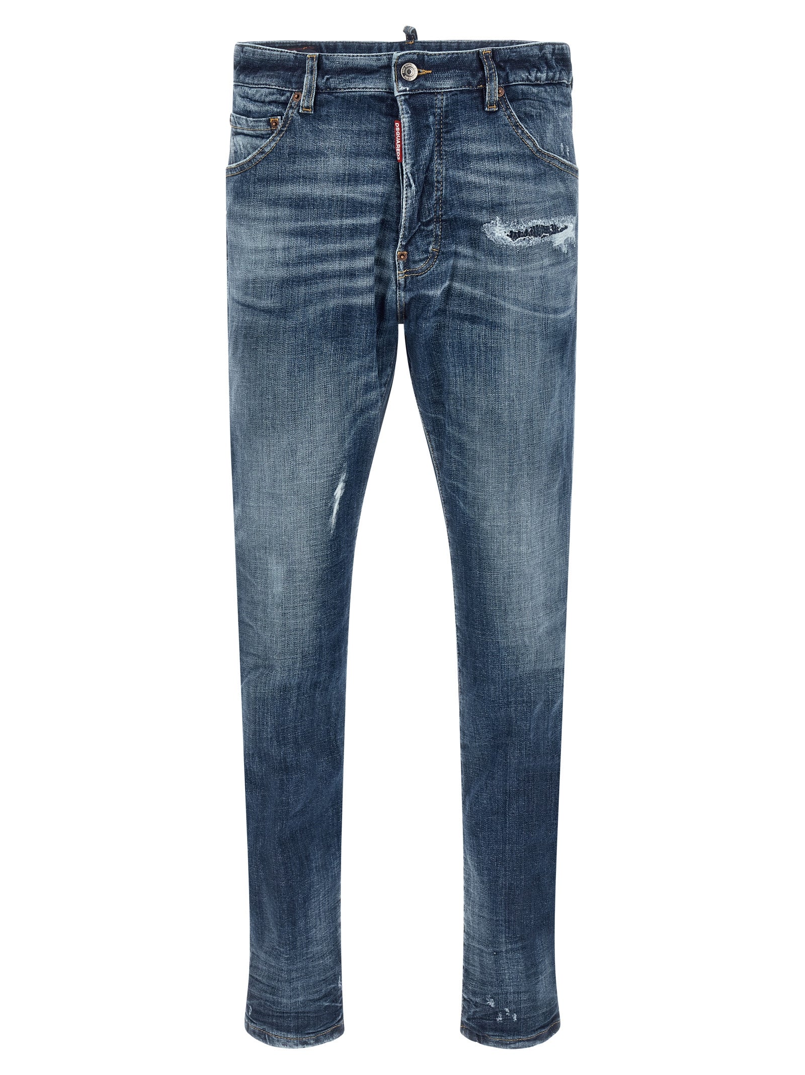 Jeans by Dsquared² for men in stretch polyester denim cotton blue features an refined tailoring silhouette, showcasing a premium slim with a and long cut for a refined tailoring look.