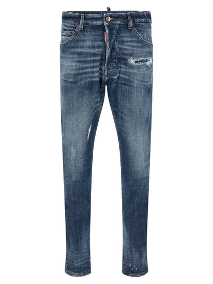 Jeans by Dsquared² for men in stretch polyester denim cotton blue features an refined tailoring silhouette, showcasing a premium slim with a and long cut for a refined tailoring look.