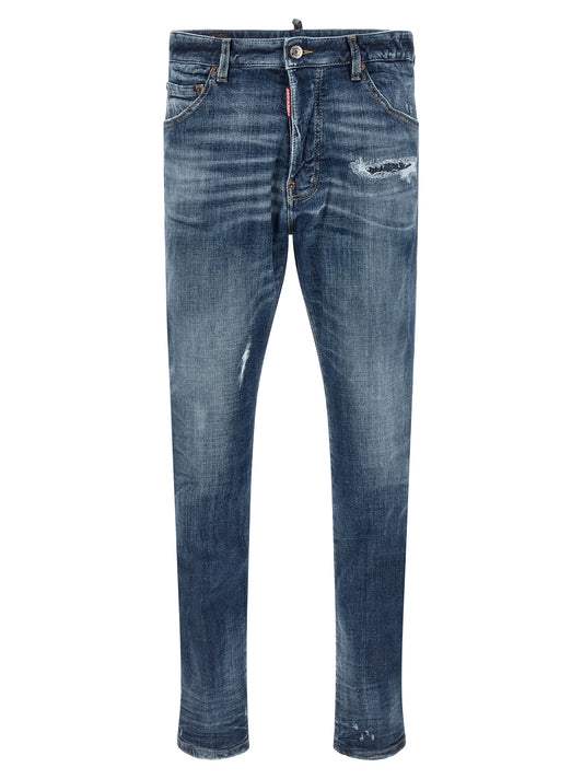 Jeans by Dsquared² for men in stretch polyester denim cotton blue features an refined tailoring silhouette, showcasing a premium slim with a and long cut for a refined tailoring look.