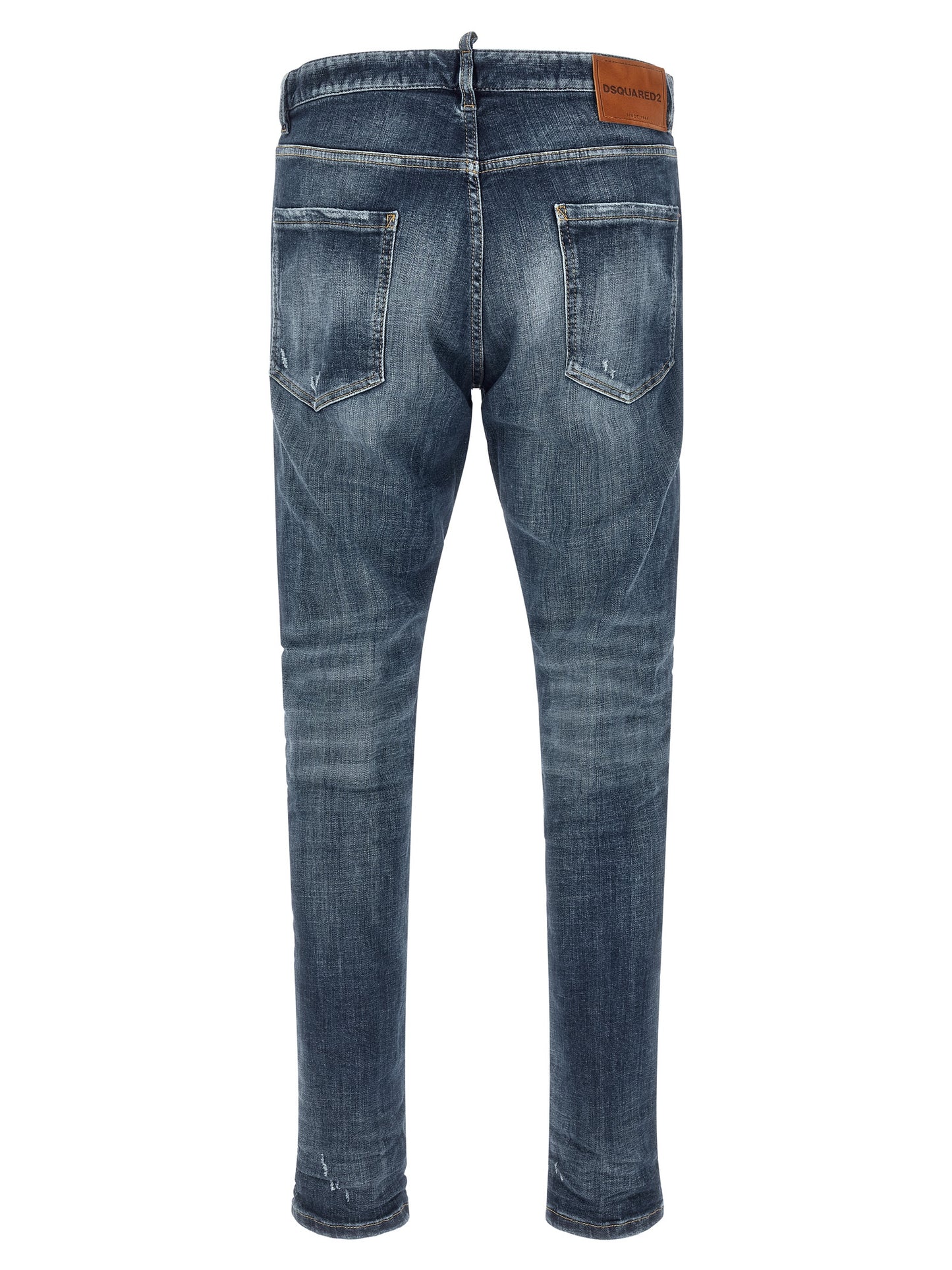 Jeans by Dsquared² for men in stretch polyester denim cotton blue presents a tailored silhouette, showcasing a tailored slim and long cut with a refined for a truly tailored aesthetic.