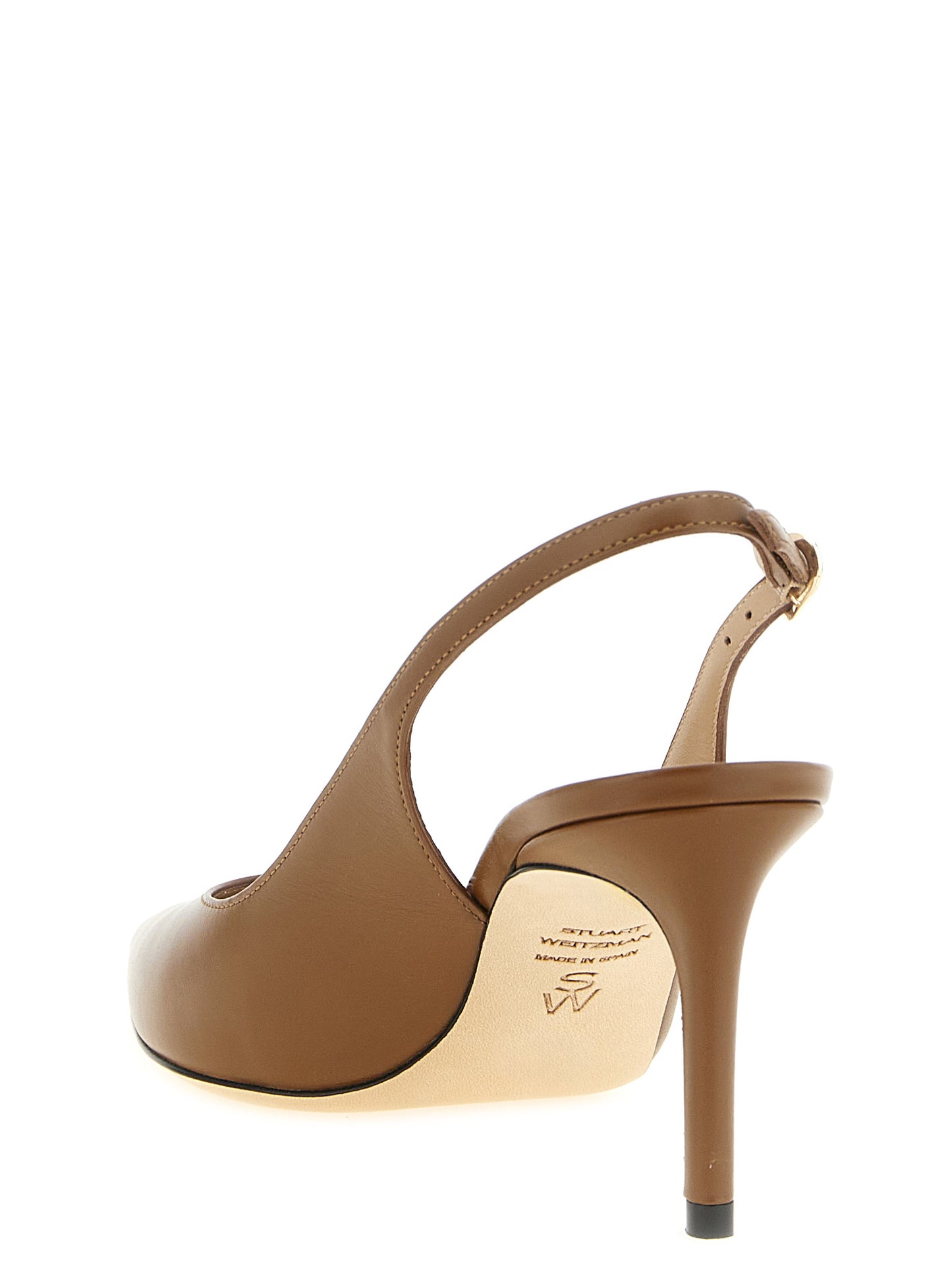 This Mid-Heel Stiletto Slingback Pumps Heels by Stuart Weitzman for women in calfskin leather brown presents a effortlessly chic silhouette from the Women's Calfskin Leather Mid-Heel Stiletto Slingback Pumps Heels collection, featuring a effortlessly chic stiletto mid-heel and effortlessly chic .