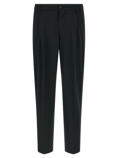 Casual Pants by Department 5 for men in stretch polyester & viscose black & signature features a polished silhouette with a polished wide, reaching a polished long and finished with a polished .