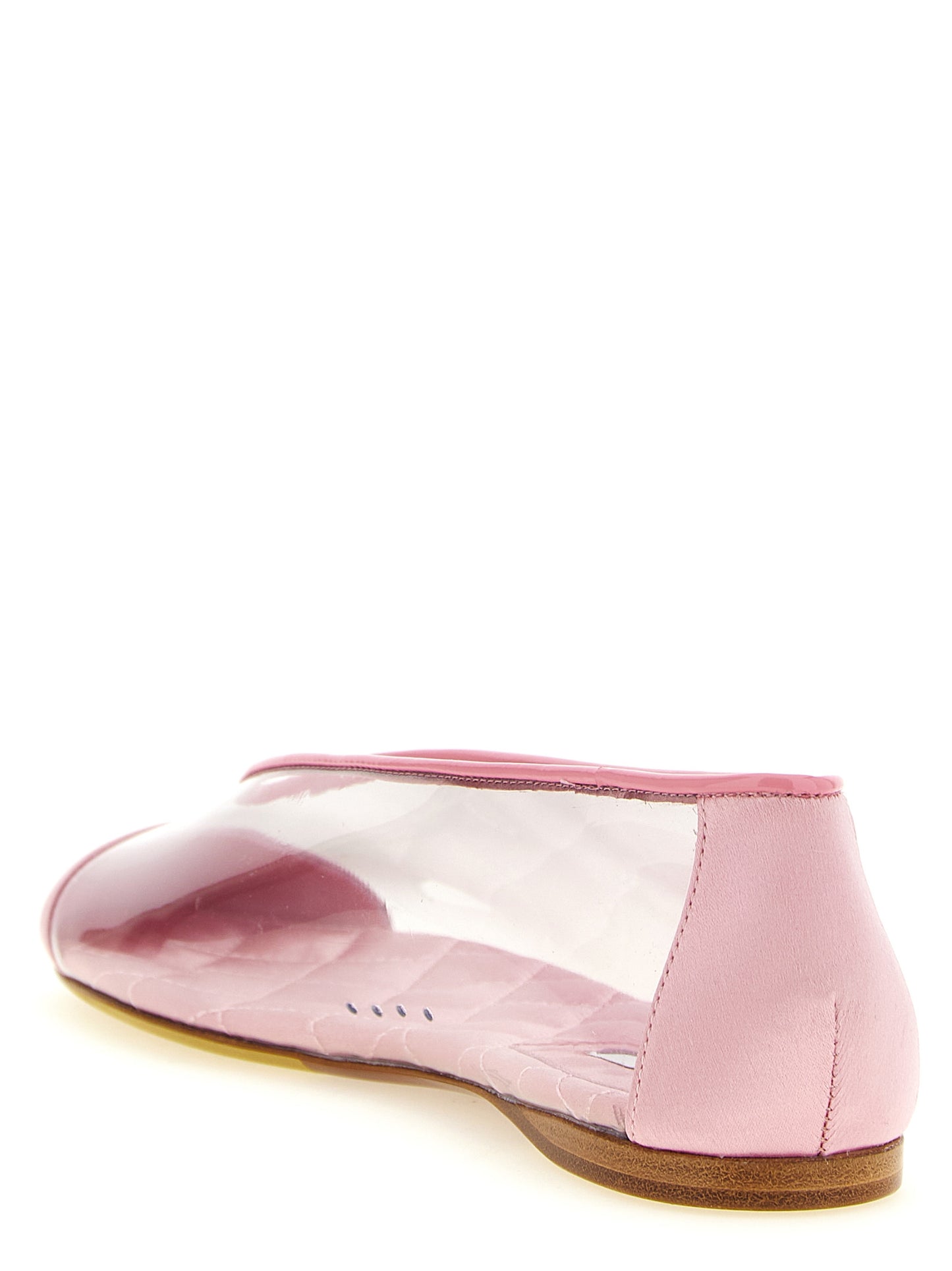 Ballet Flat Shoes by Moschino for women in viscose satin silk pvc leather multicolor & pink showcases a dynamic silhouette, artfully capturing Women's Viscose Satin Silk PVC Leather Ballet Flat Shoes through its distinctive and elegant .