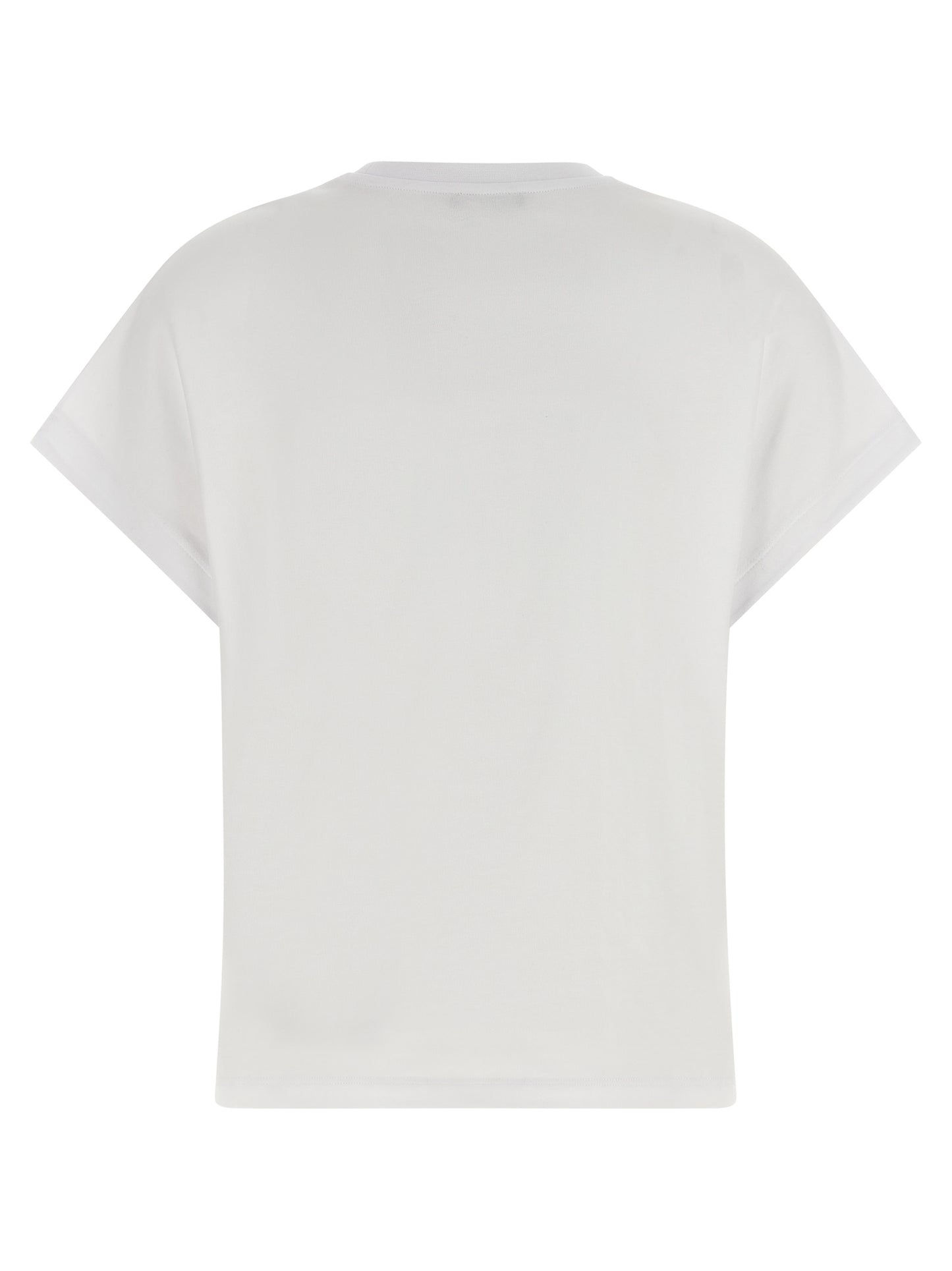 T-Shirt by Balmain for women in cotton white & print showcases a fashionable silhouette, elegantly detailed with a fashionable and for a sophisticated, high-fashion look.