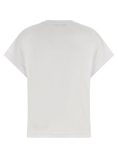 T-Shirt by Balmain for women in cotton white & print showcases a fashionable silhouette, elegantly detailed with a fashionable and for a sophisticated, high-fashion look.