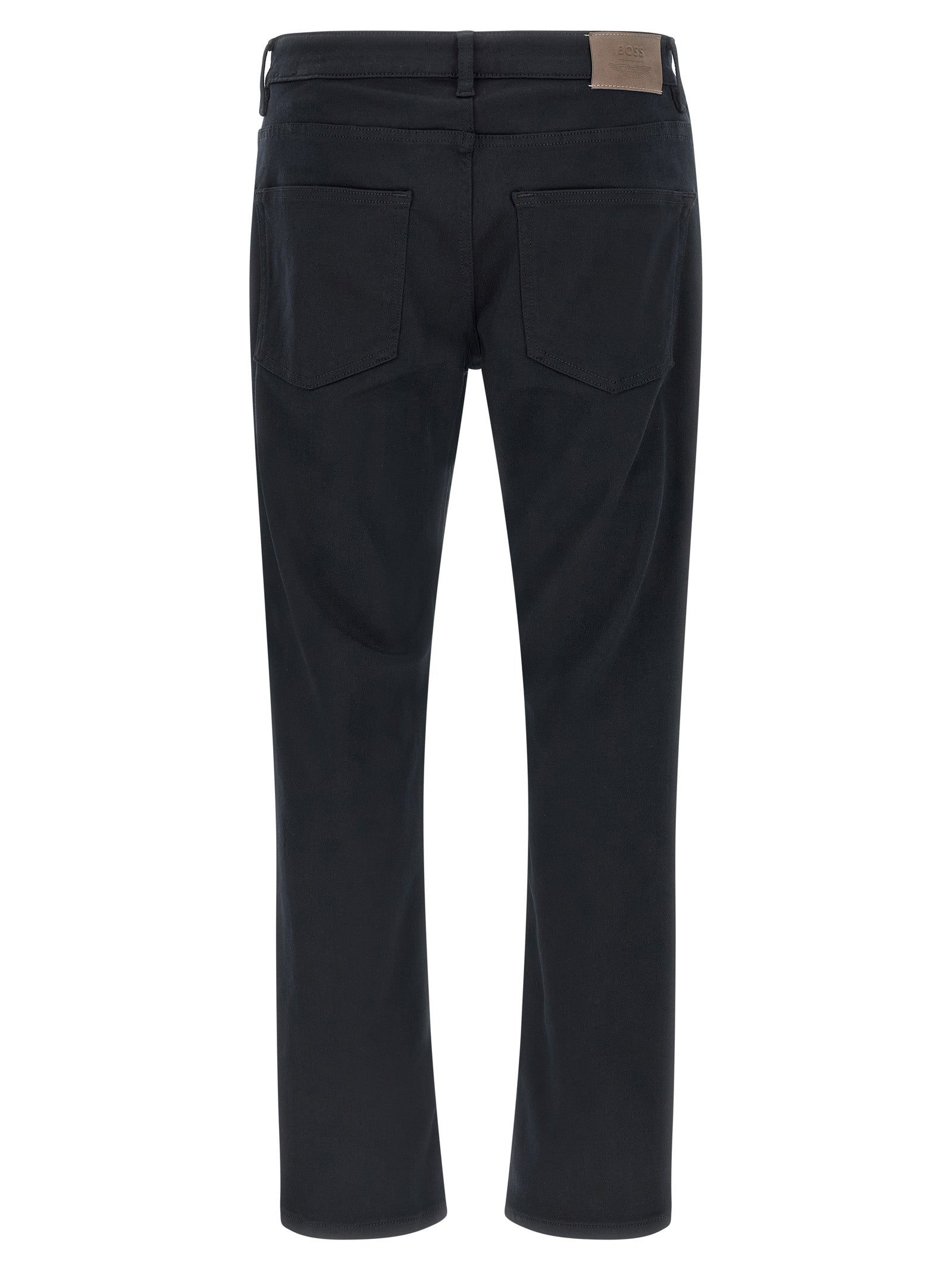 Jeans by Hugo Boss for men in stretch polyester denim blue features an refined tailoring silhouette, showcasing a premium straight-leg & regular-fit with a and long cut for a refined tailoring look.