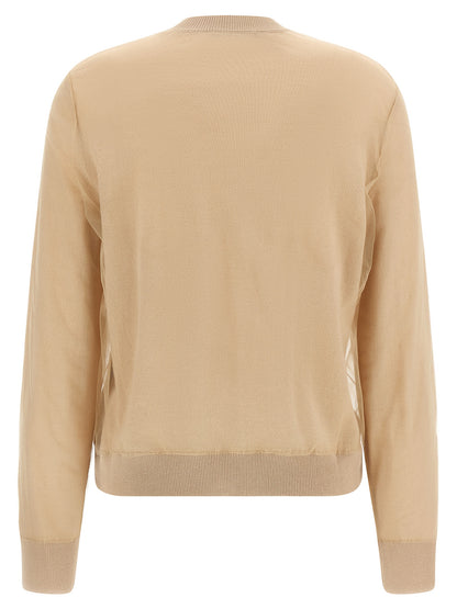 Cardigan by Fabiana Filippi for women in virgin wool & cotton brown features an crisp silhouette, showcasing a sophisticated crew neckline and detail for a truly crisp finish.