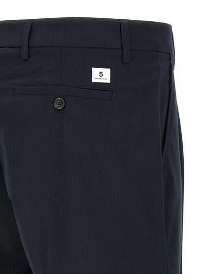 Department 5 Men's Wide Stretch Polyester & Viscose Casual Pants - Blue