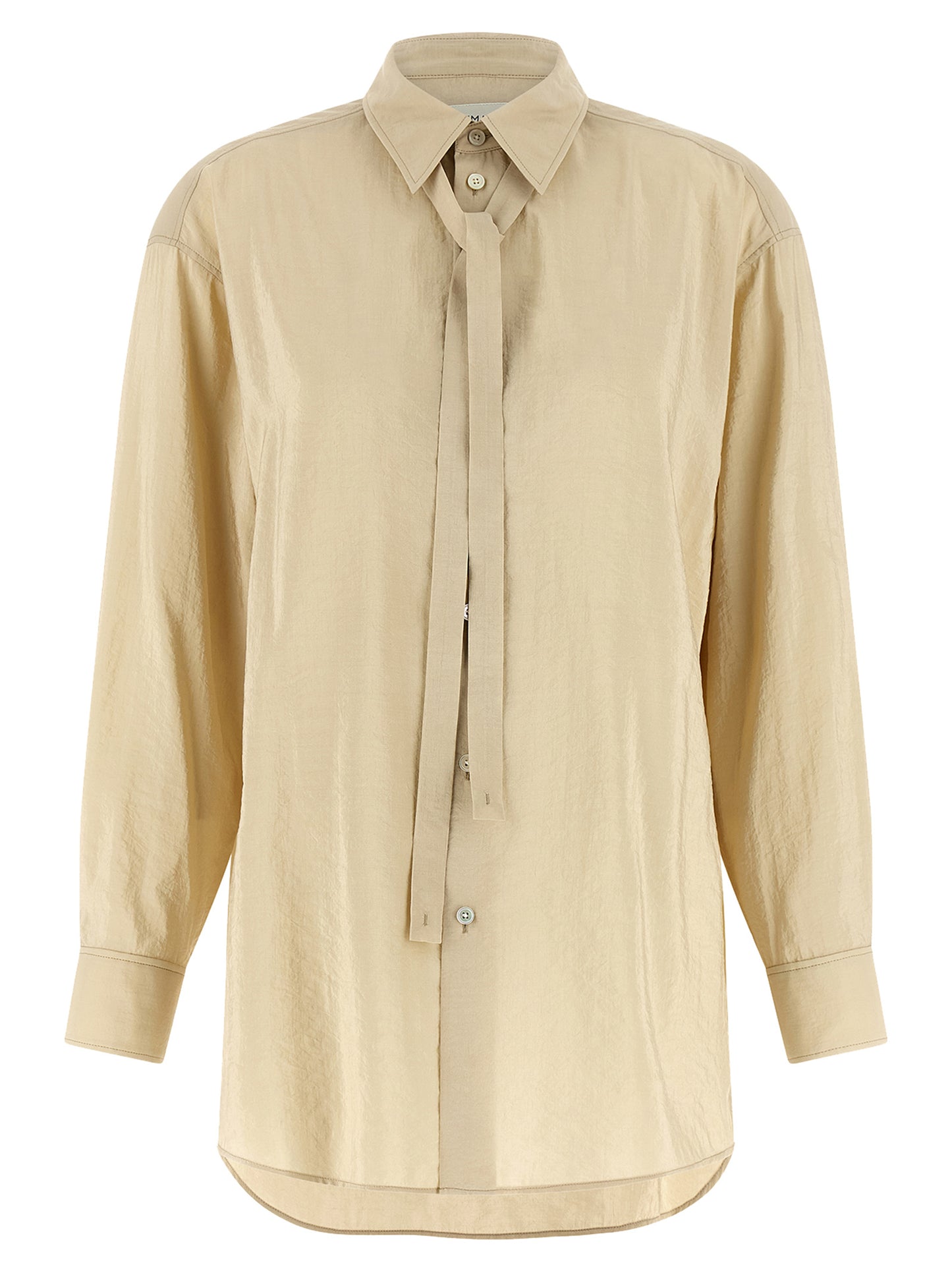 Blouse by Lemaire for women in polyamide & silk beige presents a discerning silhouette, showcasing a sophisticated shirt-collar neckline and for a truly discerning finish.