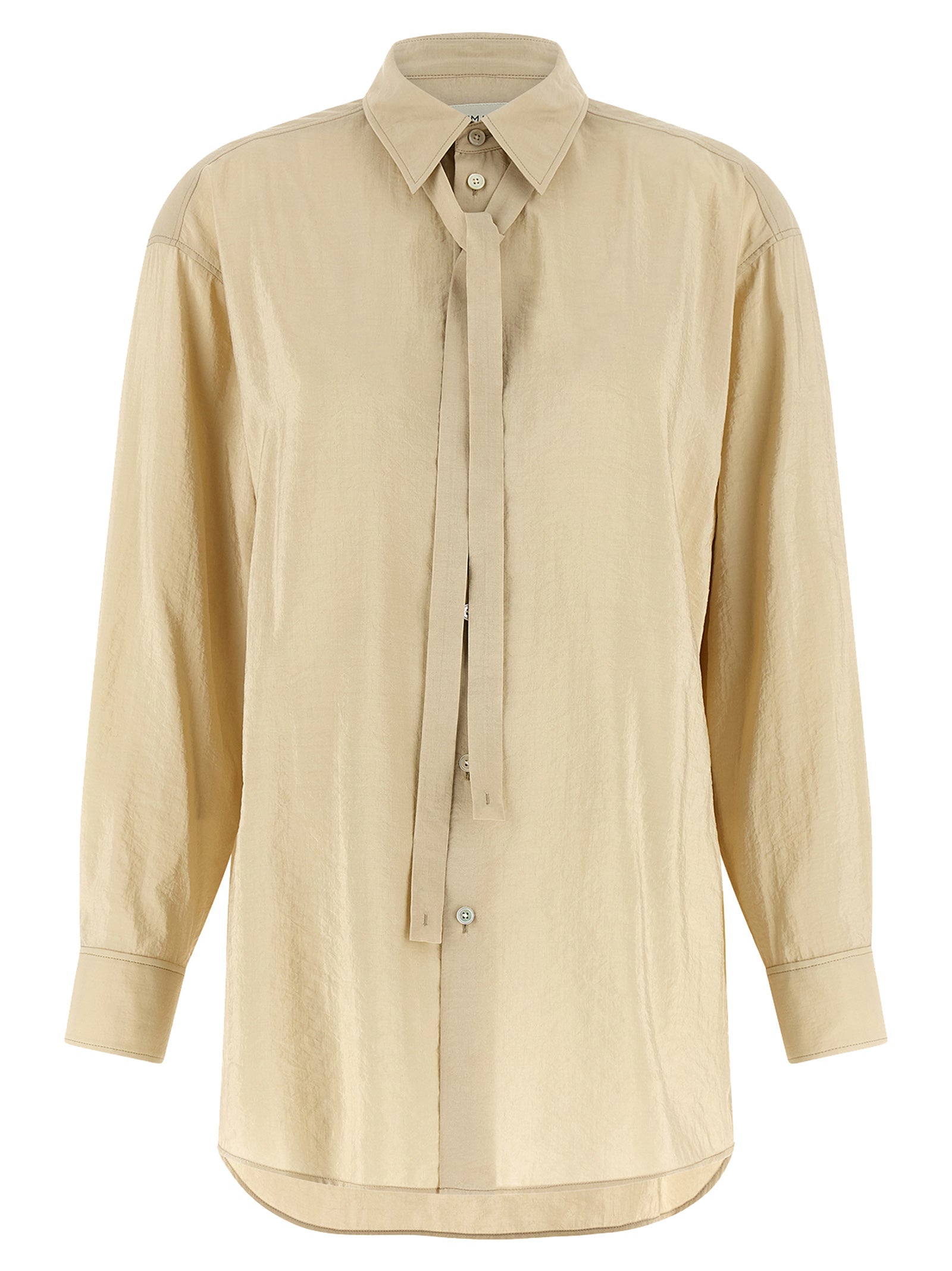Blouse by Lemaire for women in polyamide & silk beige presents a discerning silhouette, showcasing a sophisticated shirt-collar neckline and for a truly discerning finish.