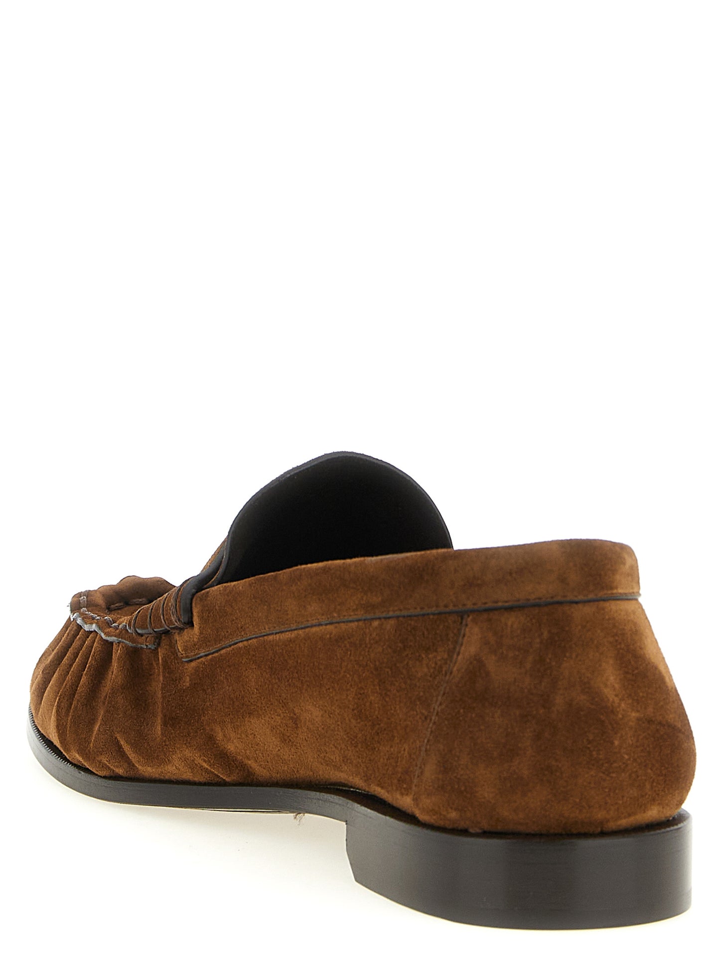 Saint Laurent Cassandre Men's Suede Calfskin Leather Loafer Slip-On Shoes - Brown