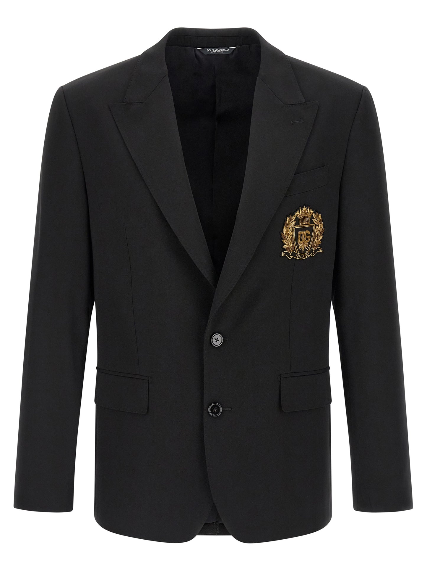 Blazer by Dolce & Gabbana for men in silk & virgin wool black features an crisp silhouette with sophisticated and a crisp split neckline for a truly crisp finish.