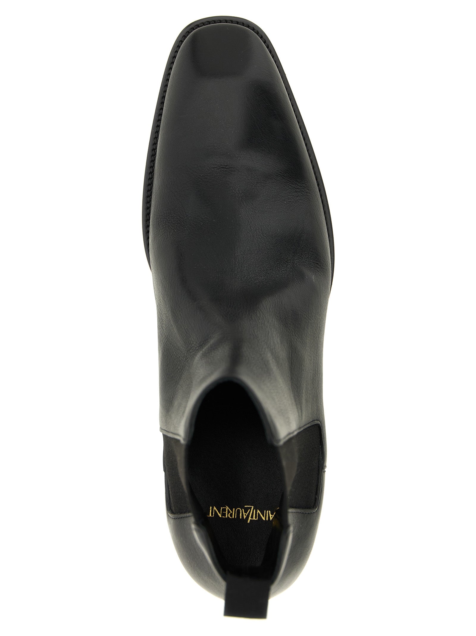 Ankle Chelsea Boots by Saint Laurent for men in bos taurus calfskin leather black features an enchanting design from the Men's Bos Taurus Calfskin Leather Ankle Chelsea Boots collection, highlighting a enchanting and square toe style for a refined look.