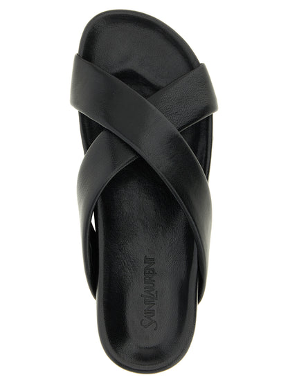 Saint Laurent Men's Lamb Leather Flat Shoes - Black