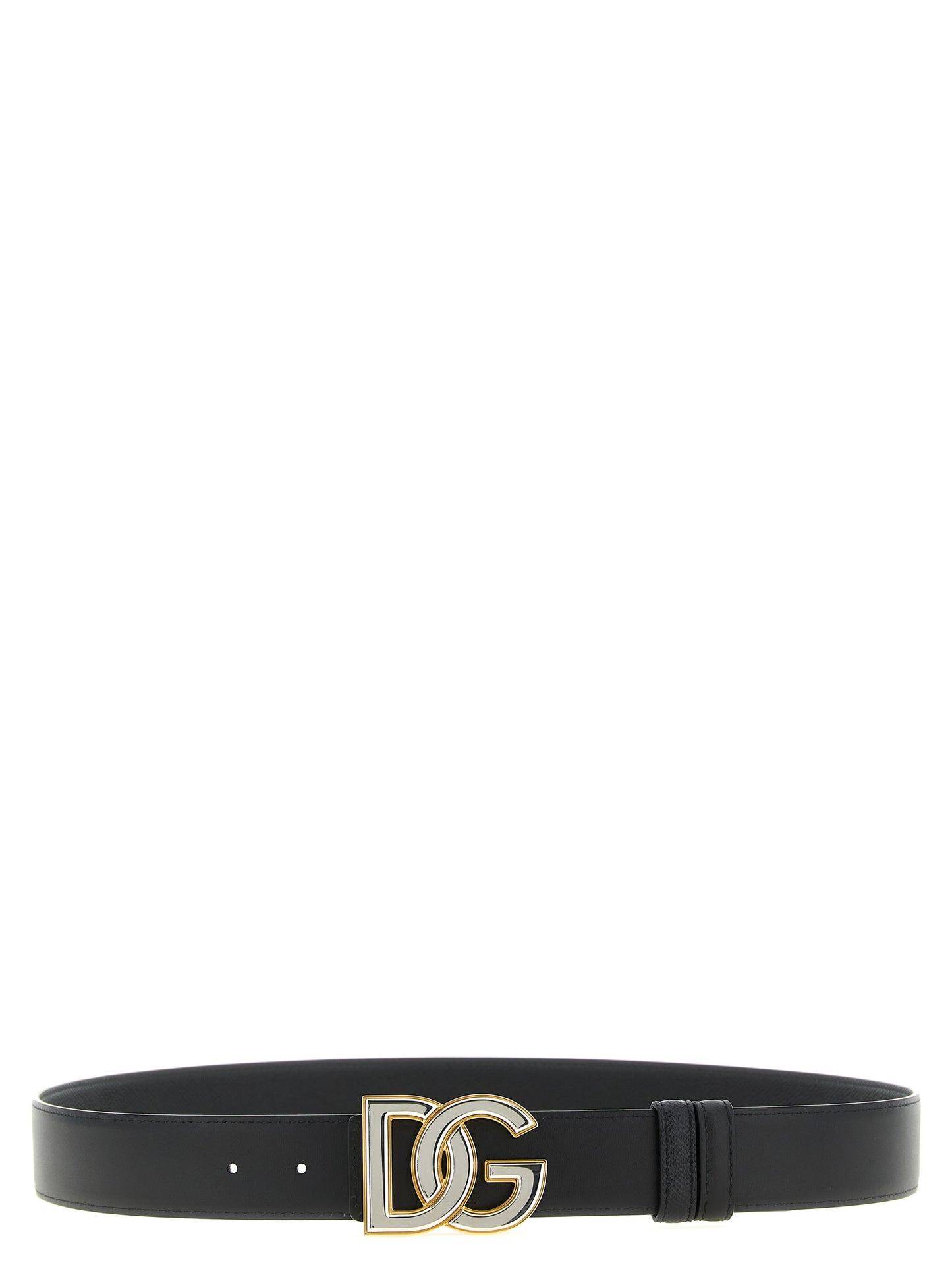 Belt by Dolce & Gabbana for men in bos taurus calfskin leather black, palladium & signature features an artisanal silhouette, showcasing the artisanal craftsmanship of the Bos Taurus Calfskin Leather Belt collection for a artisanal finish.