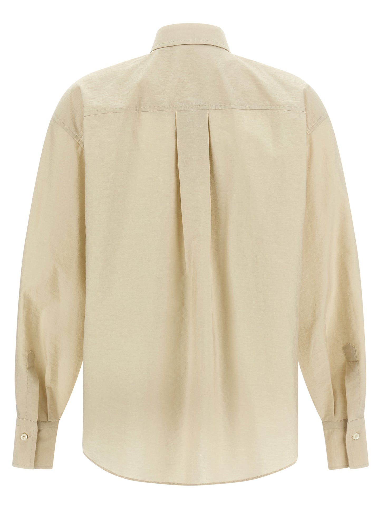 Blouse by Brunello Cucinelli for women in polyamide cotton & sequins beige showcases a sleek silhouette, elegantly detailed with a sleek and for a sleek finish.