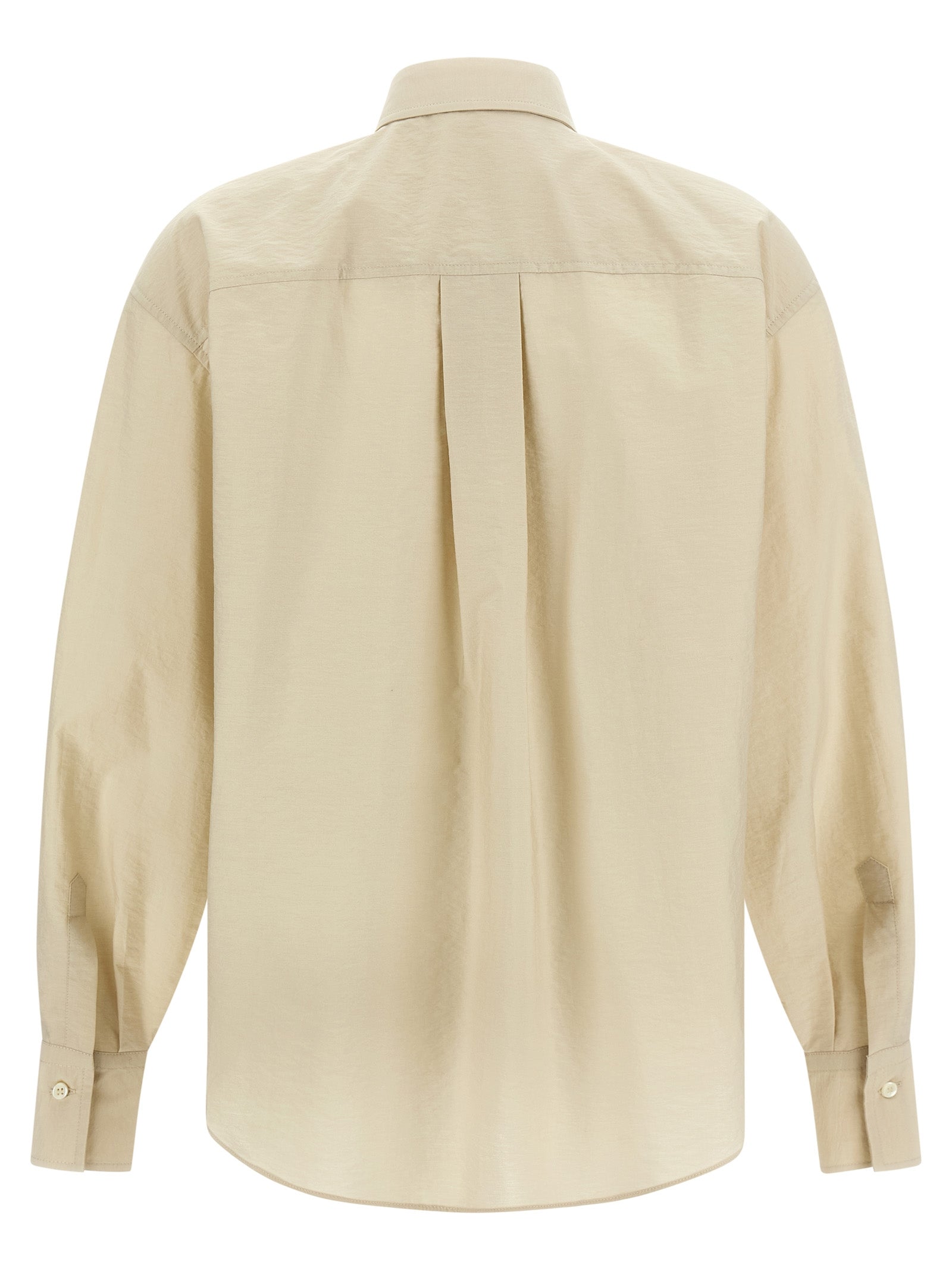 Blouse by Brunello Cucinelli for women in polyamide cotton & sequins beige showcases a sleek silhouette, elegantly detailed with a sleek and for a sleek finish.