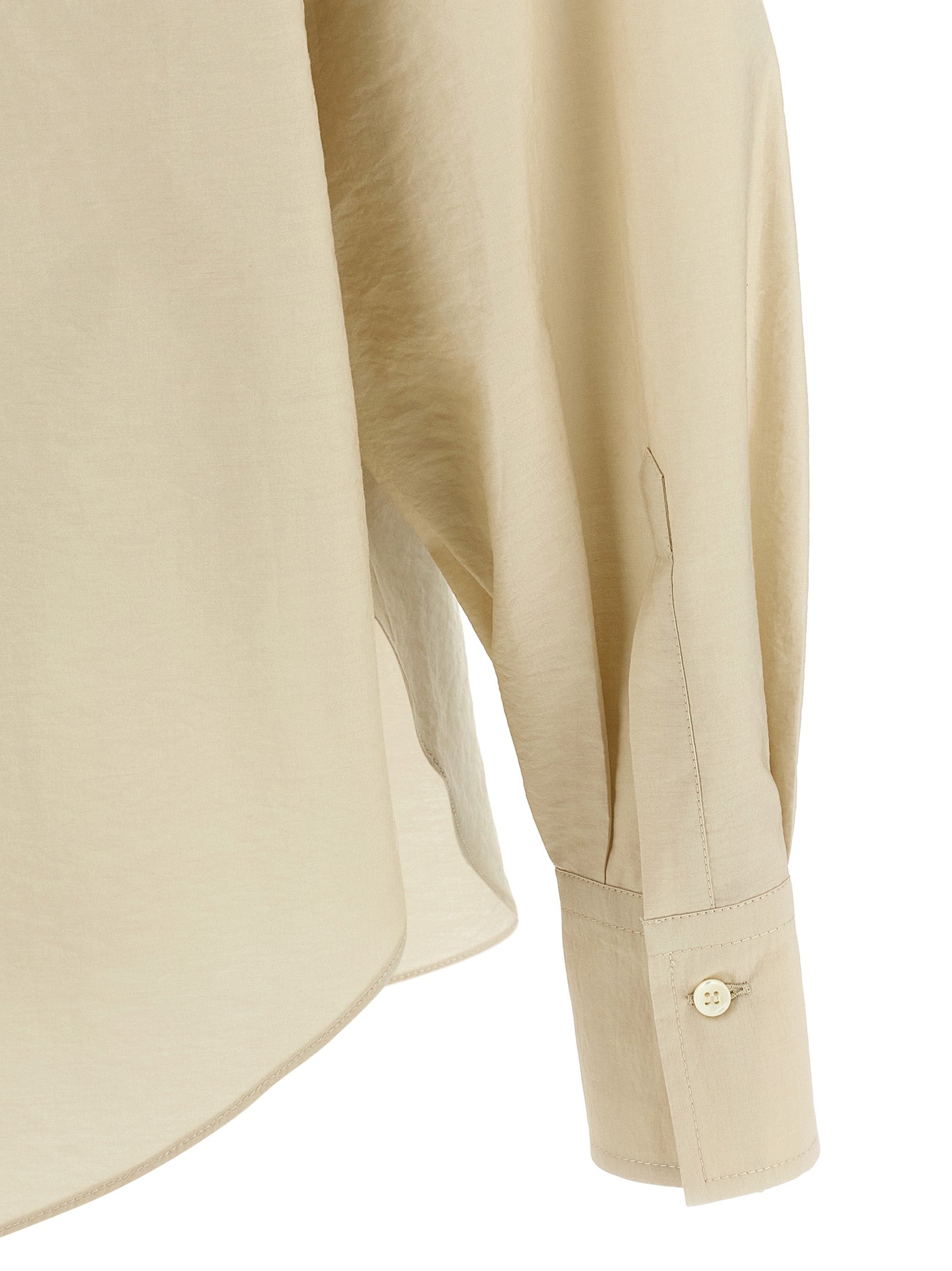 Blouse by Brunello Cucinelli for women in polyamide cotton & sequins beige, featuring a nuanced and nuanced for a sophisticated finish.