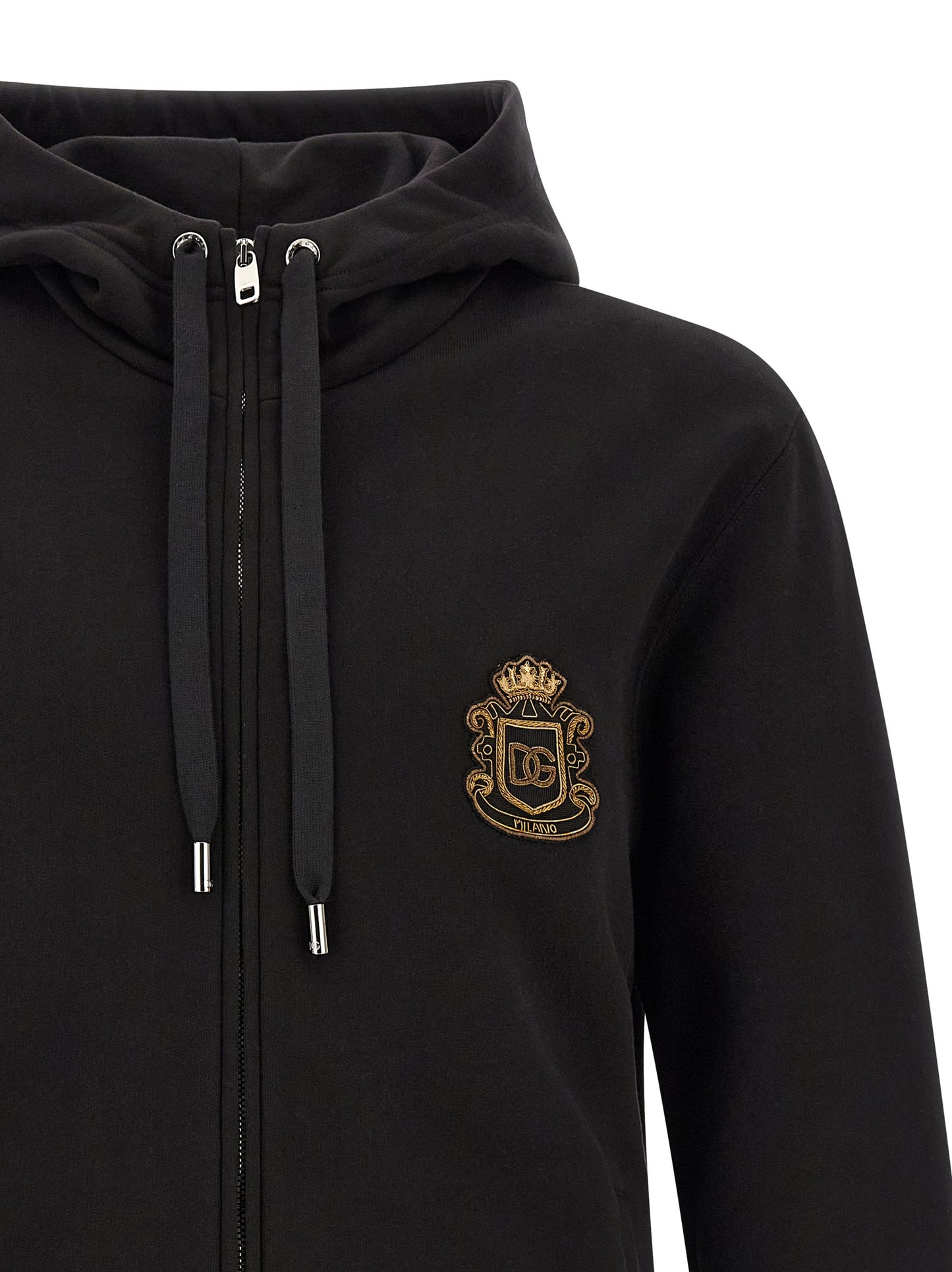 Sweatshirt Hoodie by Dolce & Gabbana for men in cotton black features a edgy silhouette, detailed with a edgy hooded neckline and for a refined finish.