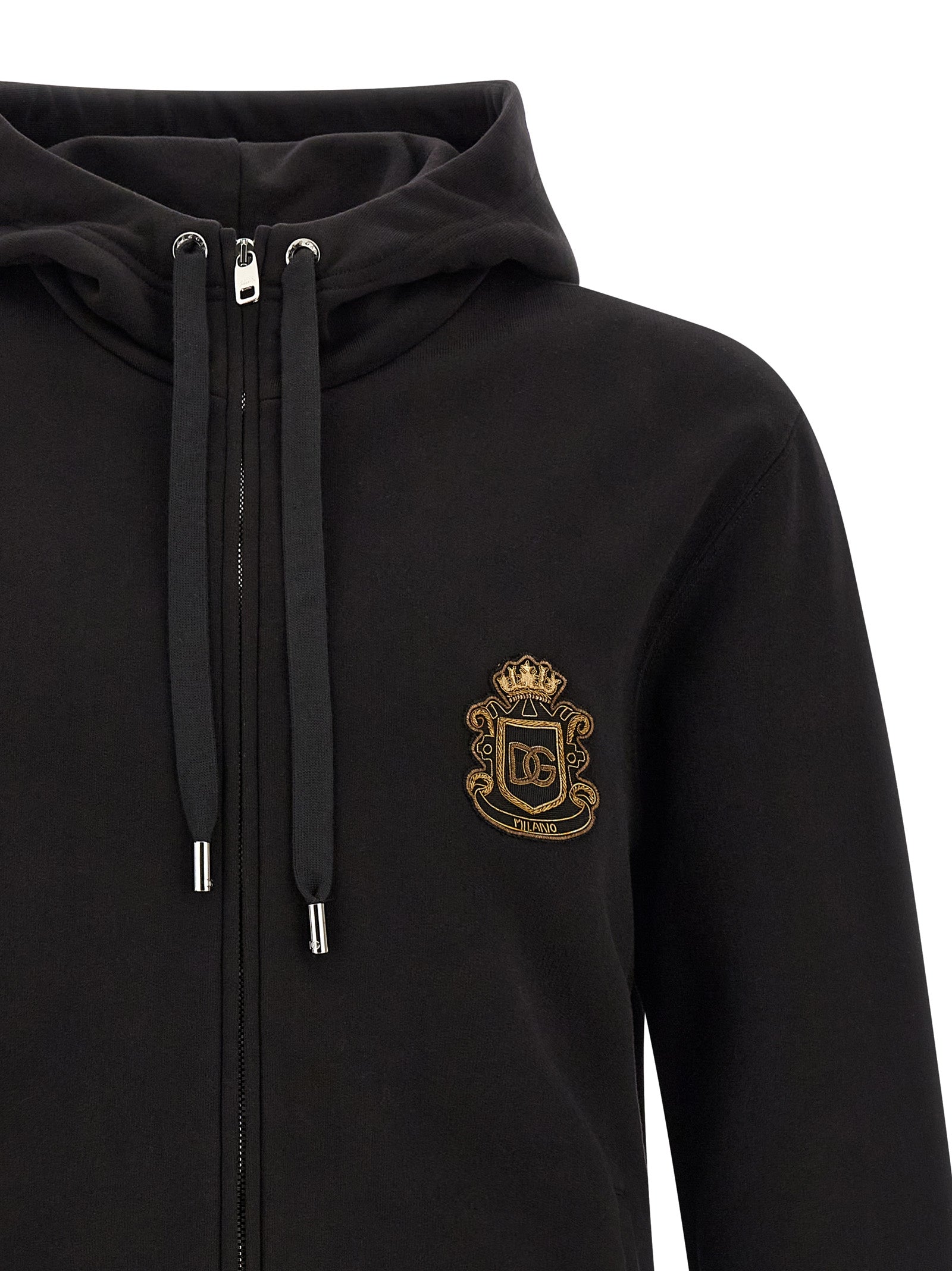 Sweatshirt Hoodie by Dolce & Gabbana for men in cotton black features a edgy silhouette, detailed with a edgy hooded neckline and for a refined finish.