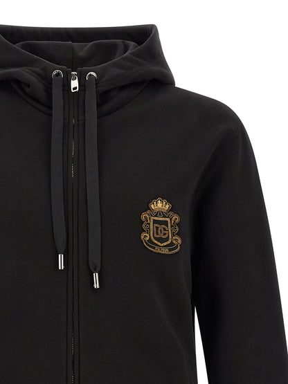 Sweatshirt Hoodie by Dolce & Gabbana for men in cotton black features a edgy silhouette, detailed with a edgy hooded neckline and for a refined finish.