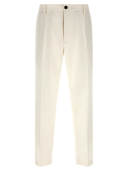 Casual Pants by Department 5 for men in stretch cotton & linen white features an refined tailoring silhouette, showcasing a premium wide with a and long cut for a refined tailoring look.