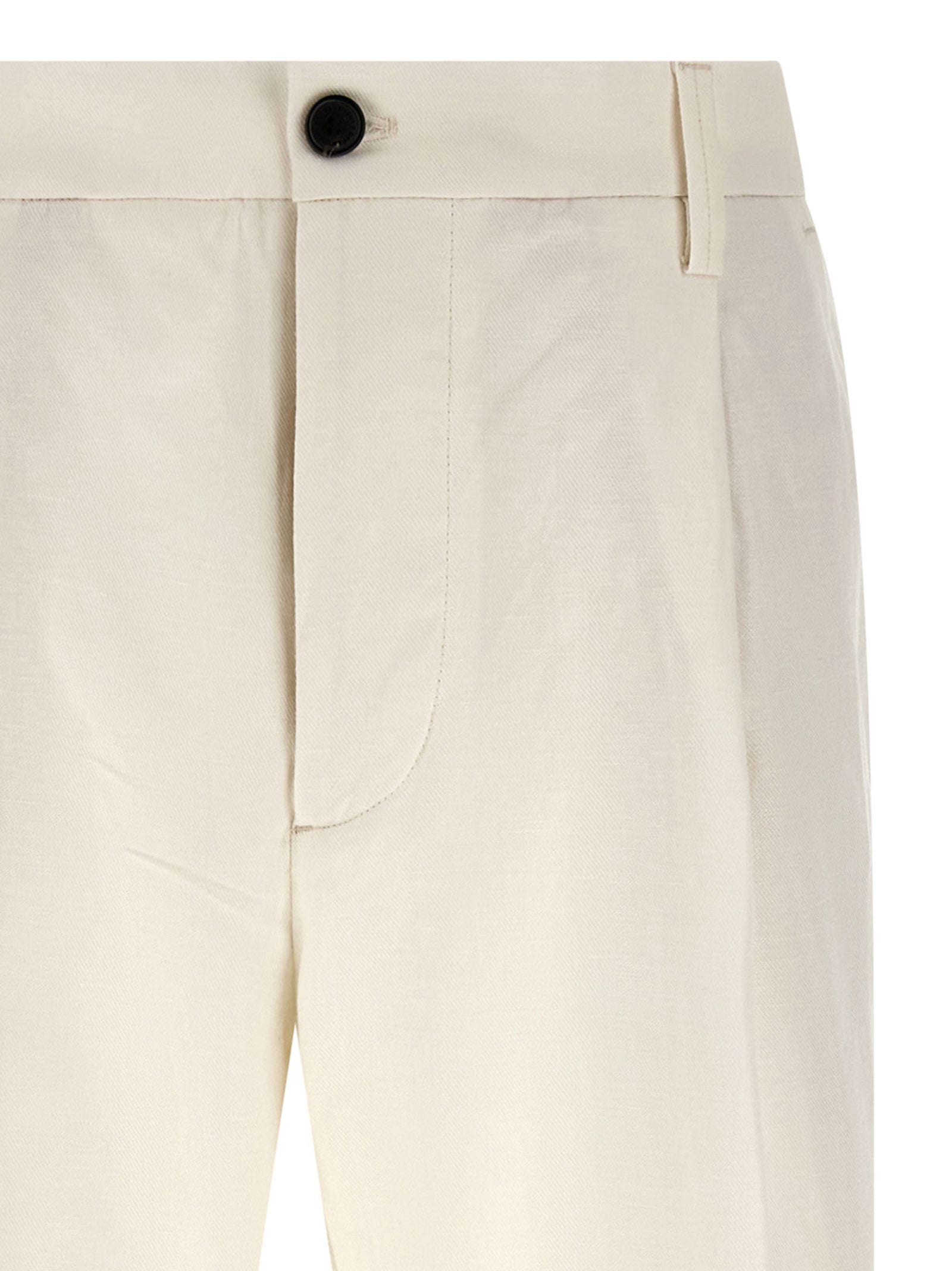 Casual Pants by Department 5 for men in stretch cotton & linen white features a polished silhouette with a polished wide, reaching a polished long and finished with a polished .