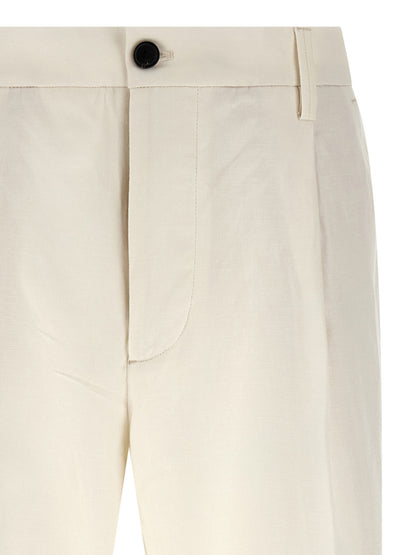 Casual Pants by Department 5 for men in stretch cotton & linen white features a polished silhouette with a polished wide, reaching a polished long and finished with a polished .
