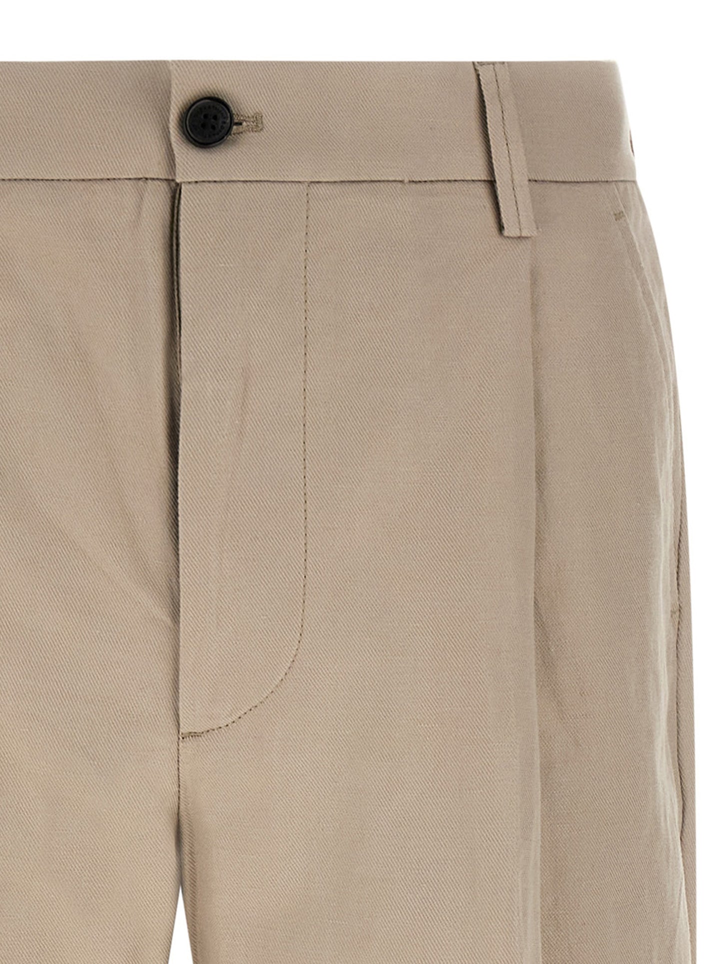 Casual Pants by Department 5 for men in cotton & linen beige features an sartorial wide and long with a cut for a sartorial finish.
