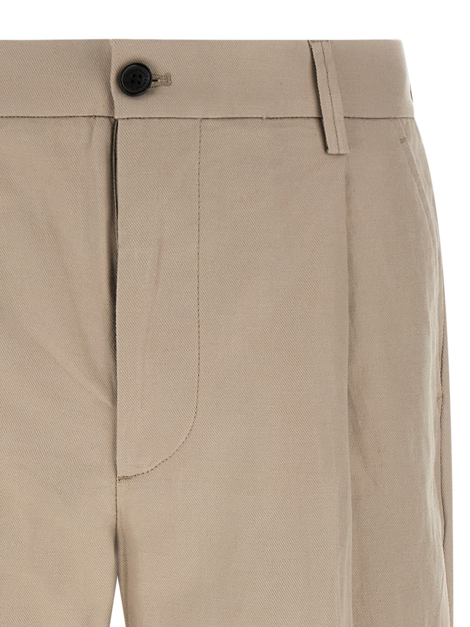 Casual Pants by Department 5 for men in cotton & linen beige features an sartorial wide and long with a cut for a sartorial finish.