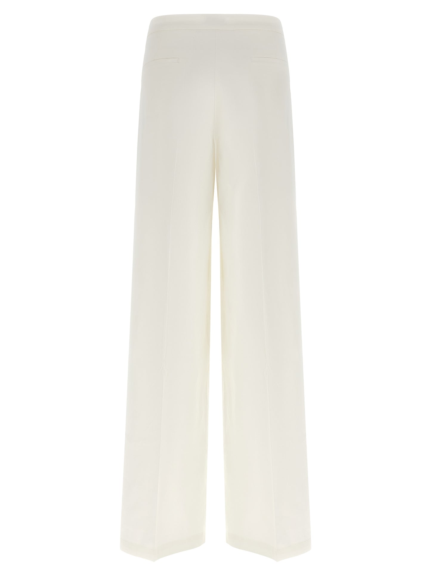 Trousers by PINKO for women in linen & viscose white features an on trend silhouette, showcasing a sophisticated straight & wide with a long and for an on trend finish.