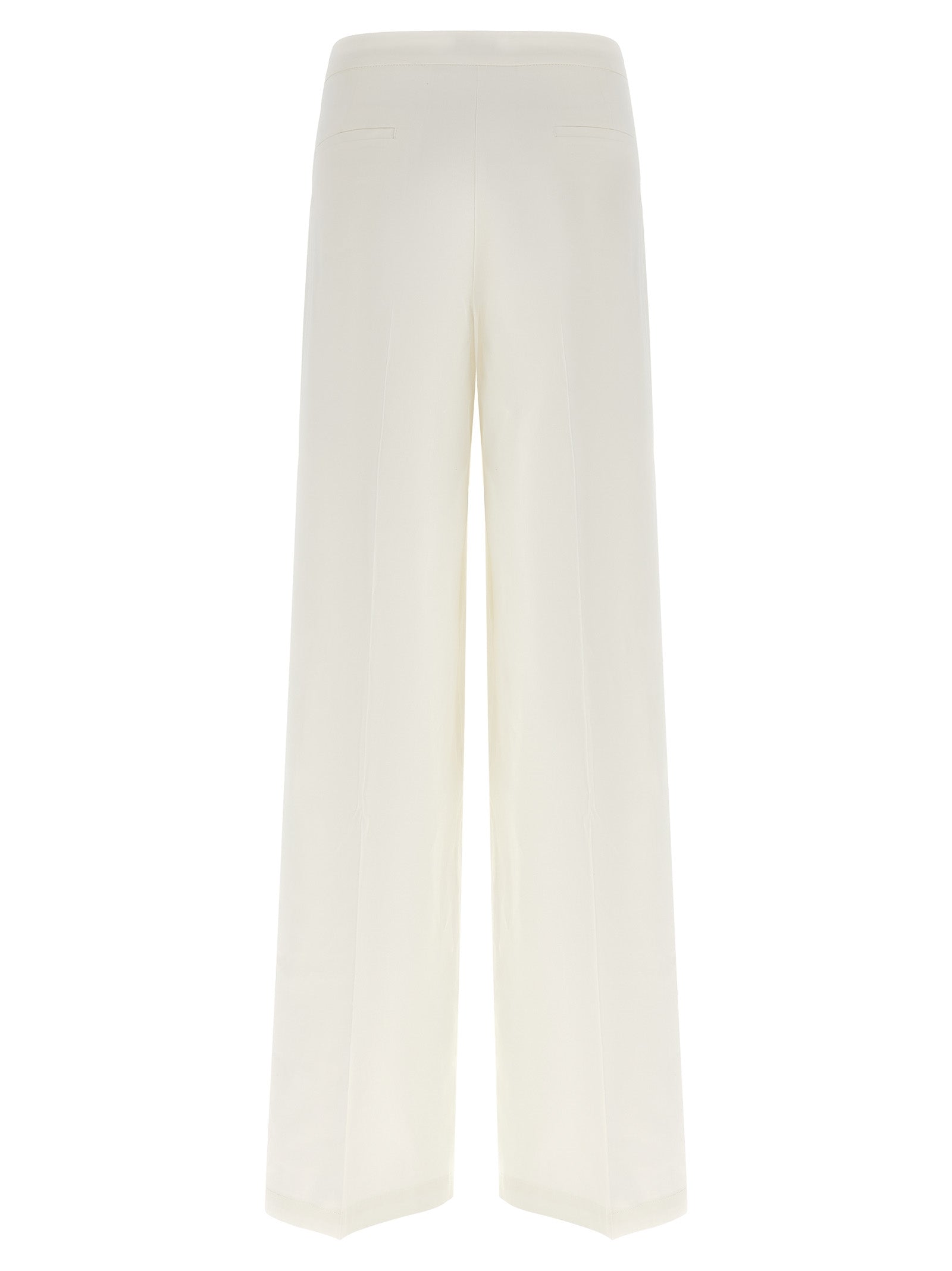 Trousers by PINKO for women in linen & viscose white features an on trend silhouette, showcasing a sophisticated straight & wide with a long and for an on trend finish.