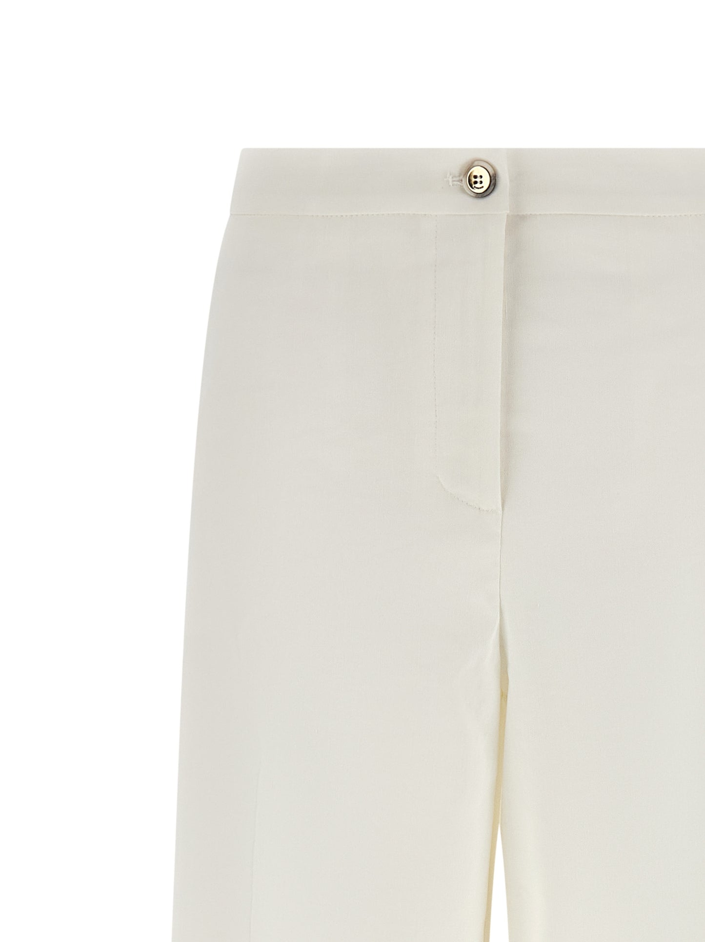 Trousers by PINKO for women in linen & viscose white presents a smart silhouette, meticulously detailed with a smart straight & wide, a smart long, and a smart .