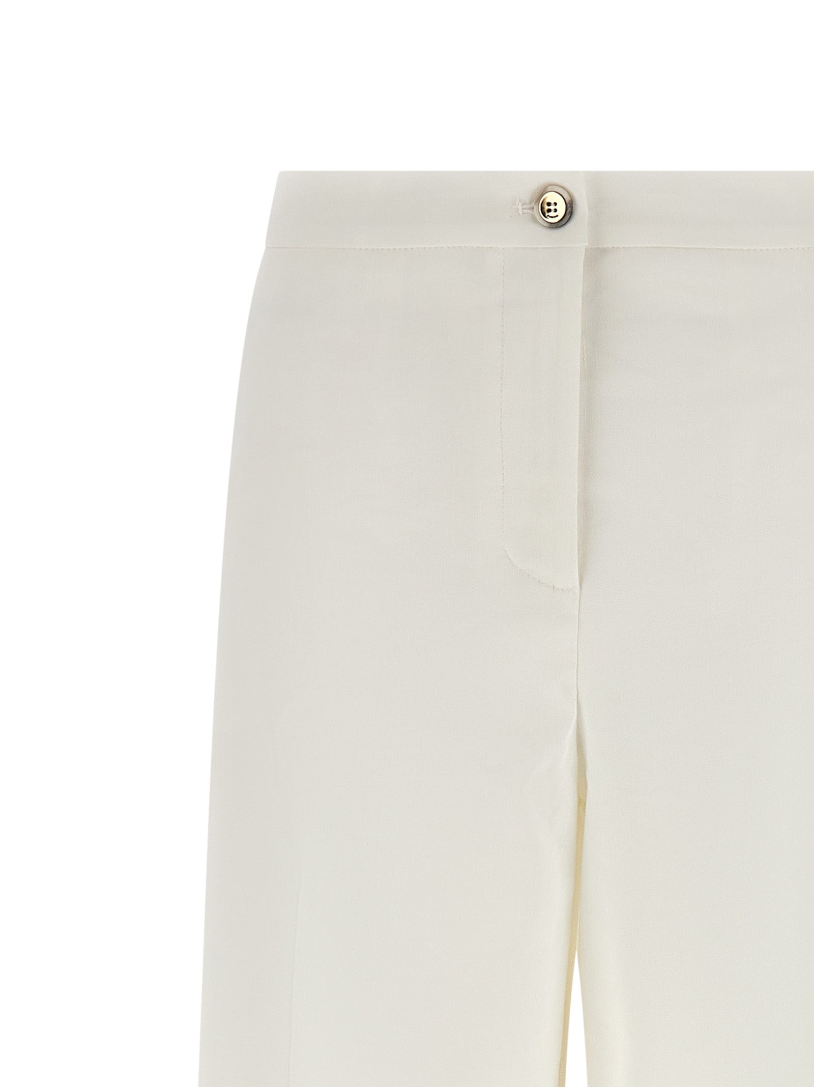 Trousers by PINKO for women in linen & viscose white presents a smart silhouette, meticulously detailed with a smart straight & wide, a smart long, and a smart .