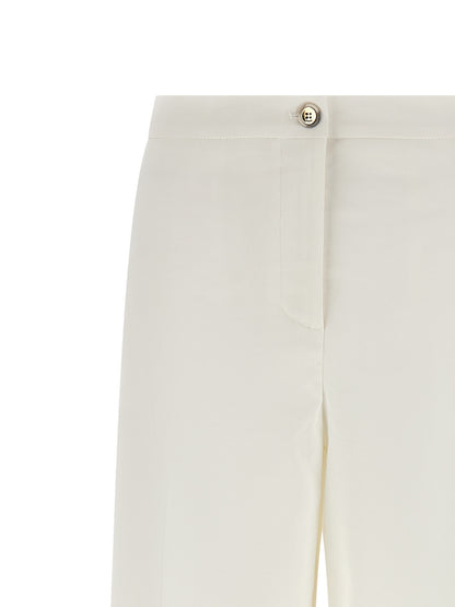 Trousers by PINKO for women in linen & viscose white presents a smart silhouette, meticulously detailed with a smart straight & wide, a smart long, and a smart .