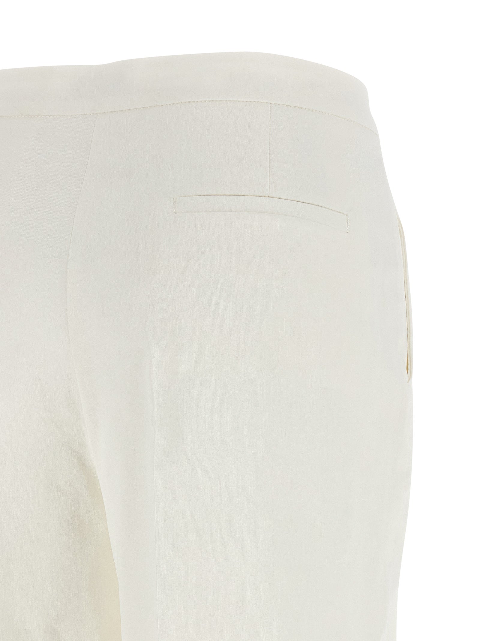 Trousers by PINKO for women in linen & viscose white features an sartorial silhouette, showcasing a precise straight & wide and long with a sartorial for a refined look.