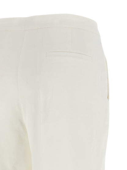 Trousers by PINKO for women in linen & viscose white features an sartorial silhouette, showcasing a precise straight & wide and long with a sartorial for a refined look.