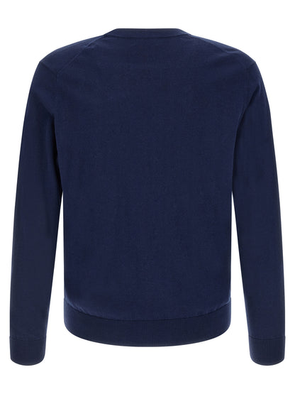 Cardigan by Ballantyne for men in cashmere cotton blend blue, pearl, patterned, argyle & jacquard features an crisp silhouette, showcasing a sophisticated v-neck neckline and detail for a truly crisp finish.