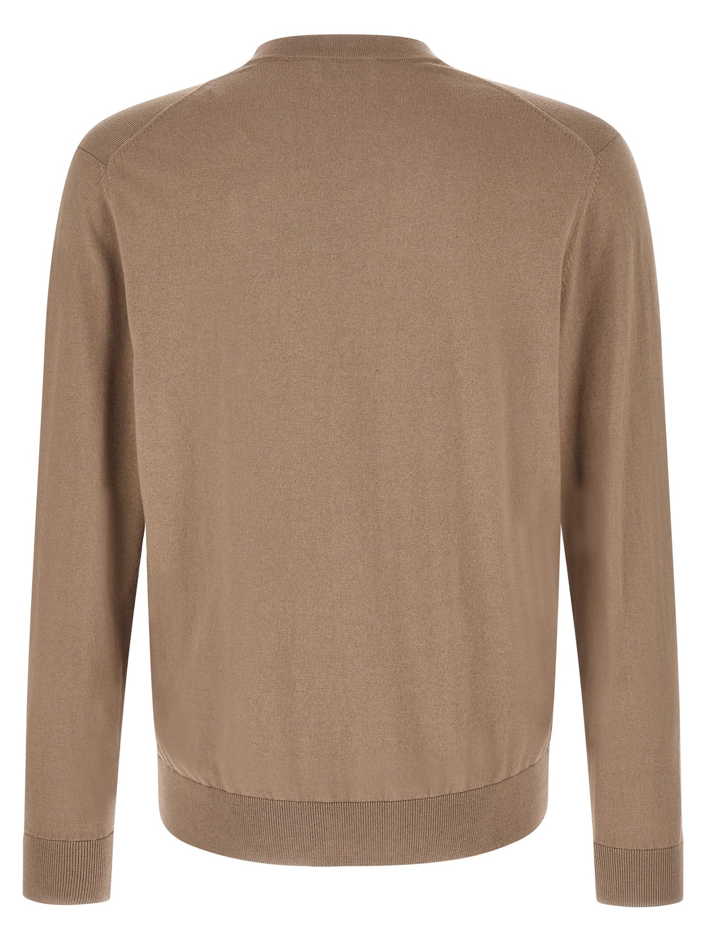 Ballantyne Men's V Neck Cashmere Cotton Blend Cardigan - Brown Pearl Patterned Argyle Jacquard