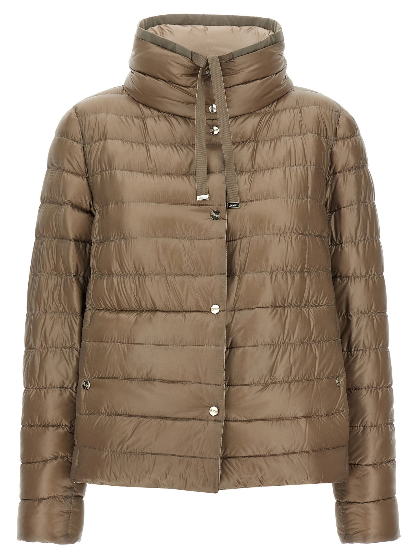 Puffer Jacket by Herno for women in polyamide & goose-down brown features an contemporary silhouette, showcasing a sophisticated high-neck neckline and contemporary pockets & insulated for a truly refined look.