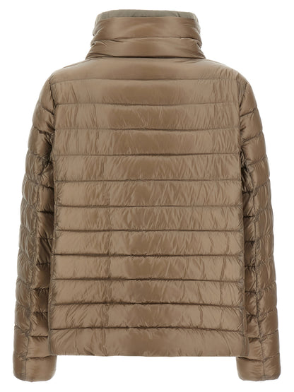Puffer Jacket by Herno for women in polyamide & goose-down brown showcases a bohemian silhouette, artfully detailed with a bohemian high-neck neckline and signature pockets & insulated for a truly bohemian finish.