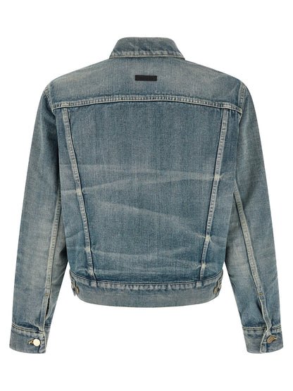 Trucker Jacket by Fear Of God for men in cotton denim light-blue features an on trend silhouette, showcasing refined pockets and a sophisticated shirt-collar neckline for a truly on trend finish.