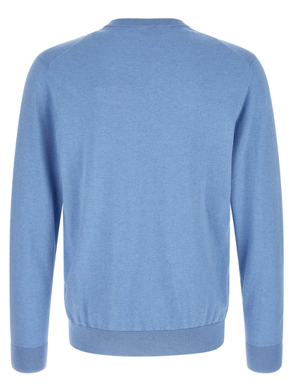 Cardigan by Ballantyne for men in cashmere cotton blend light-blue, patterned, argyle & jacquard features a nuanced silhouette with a refined crew neckline and nuanced detailing for a sophisticated look.