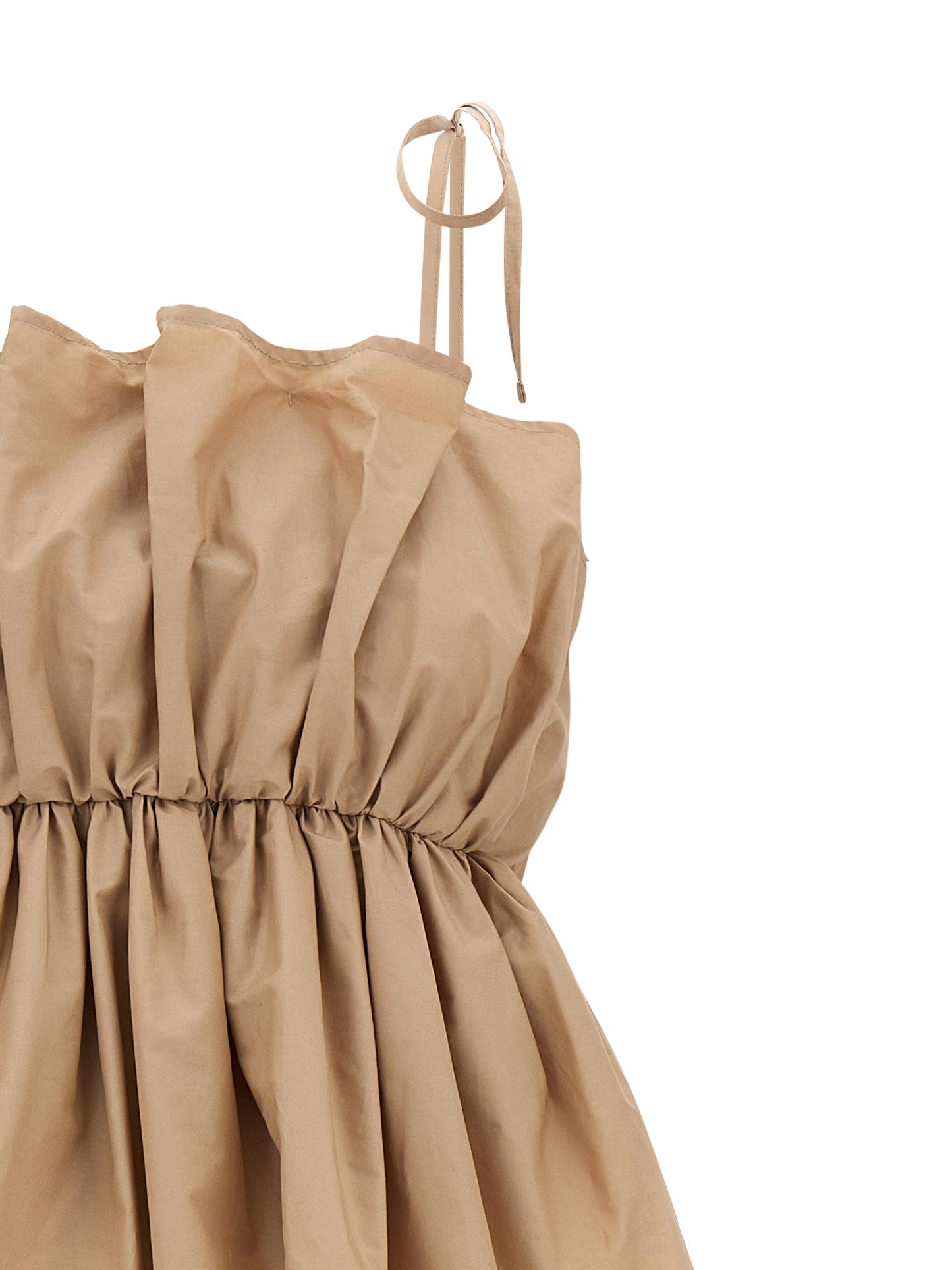 Dress by Twinset for women in cotton beige features an eye catching silhouette with a sophisticated square neckline, elegant , and a refined long for a eye catching aesthetic.