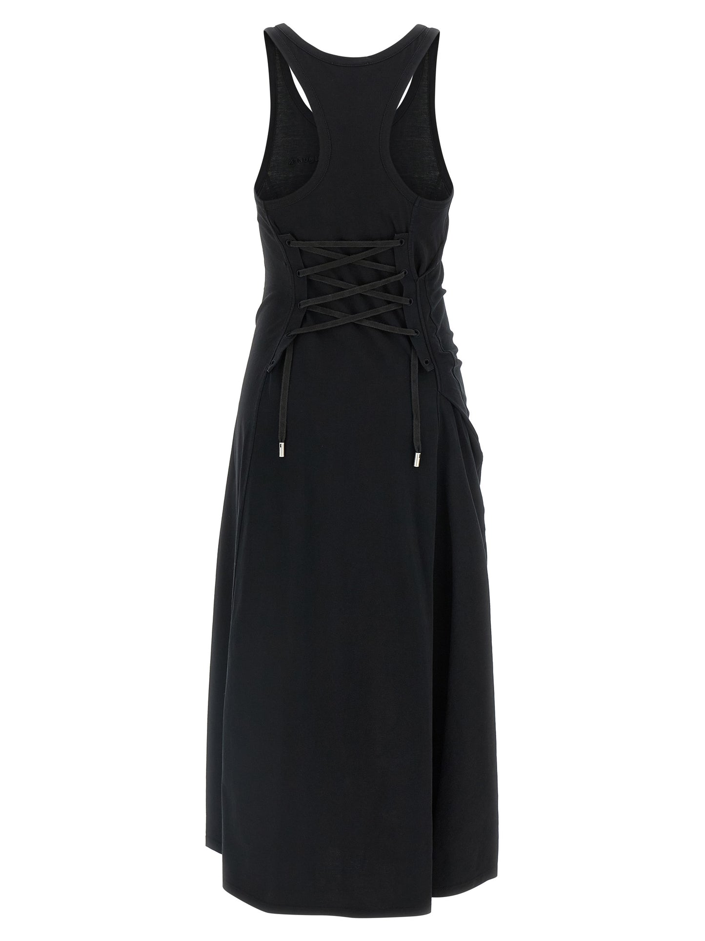 Dress by Alexander McQueen for women in cotton black features an cute silhouette, detailed with a and that elegantly flows into a cute long.