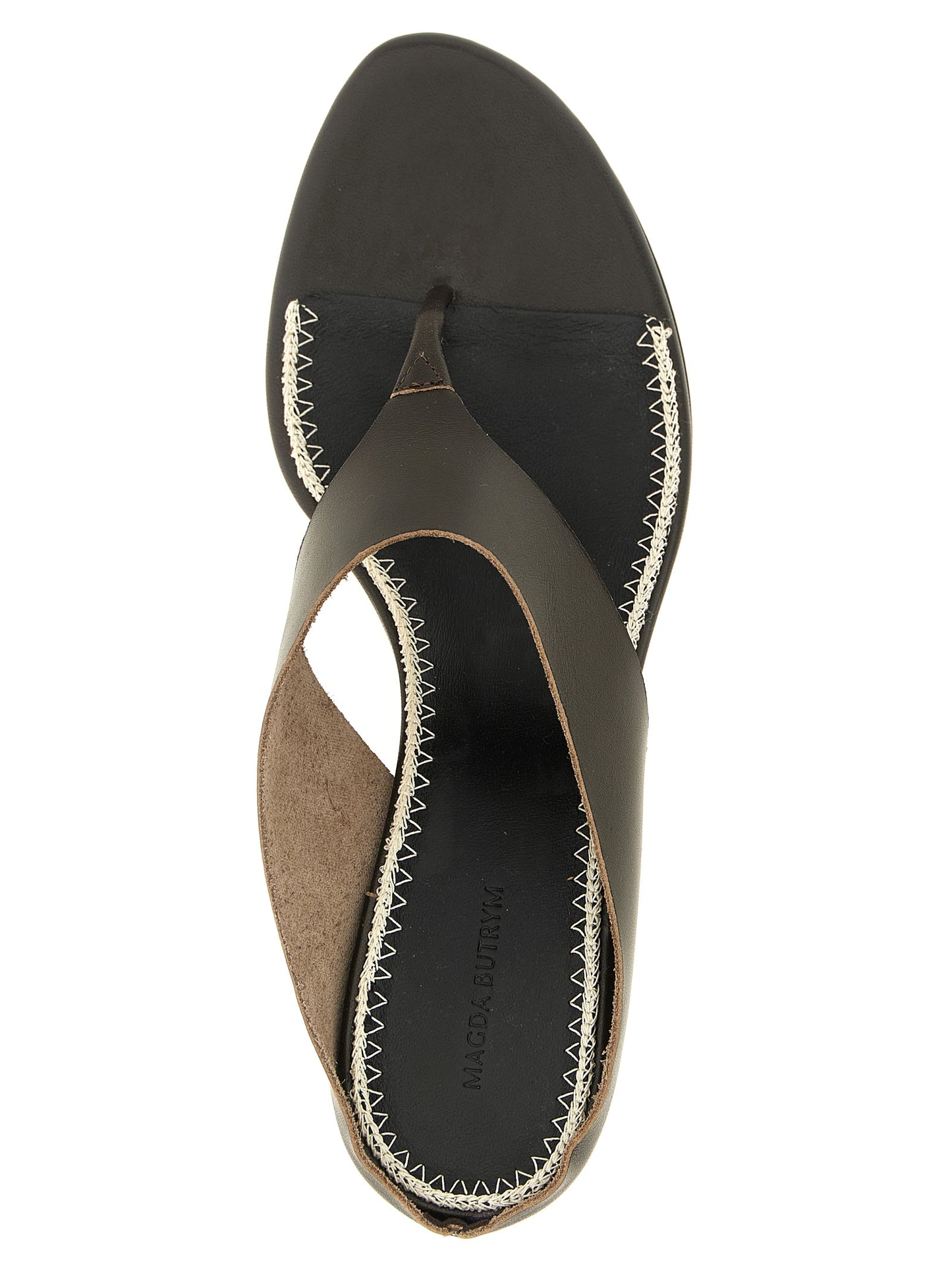 Stiletto Flip-Flop Sandals by Magda Butrym for women in leather brown features an architectural design from the Women's Leather Stiletto Flip-Flop Sandals collection, defined by a architectural stiletto and for a architectural finish.